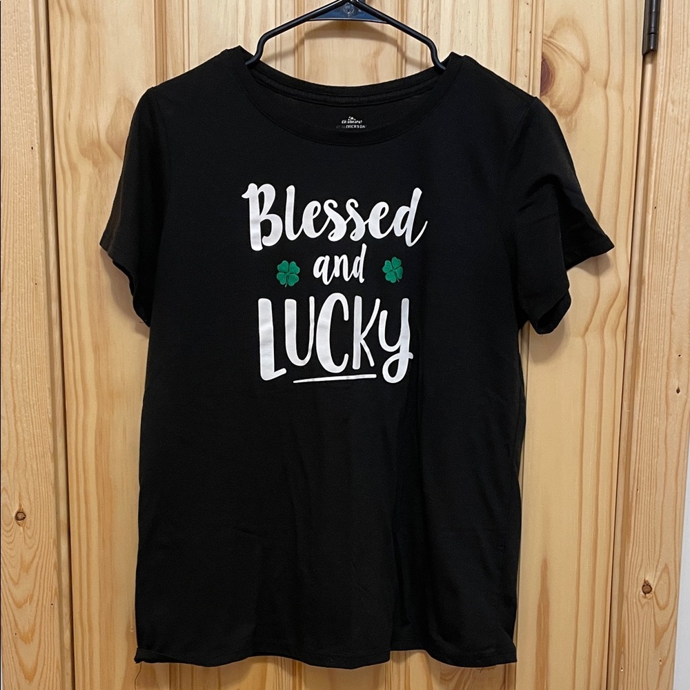 *SOLD* Black 'Blessed and Lucky' T-Shirt